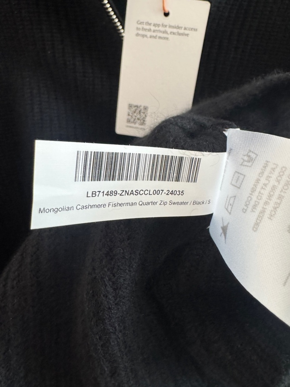 Quince NWT Cashmere Fisherman Quarter-Zip Sweater - Black (Size S) - Picture 5 of 7